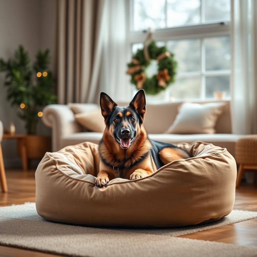 German Shepherd resting on a Gauchitto dog bed