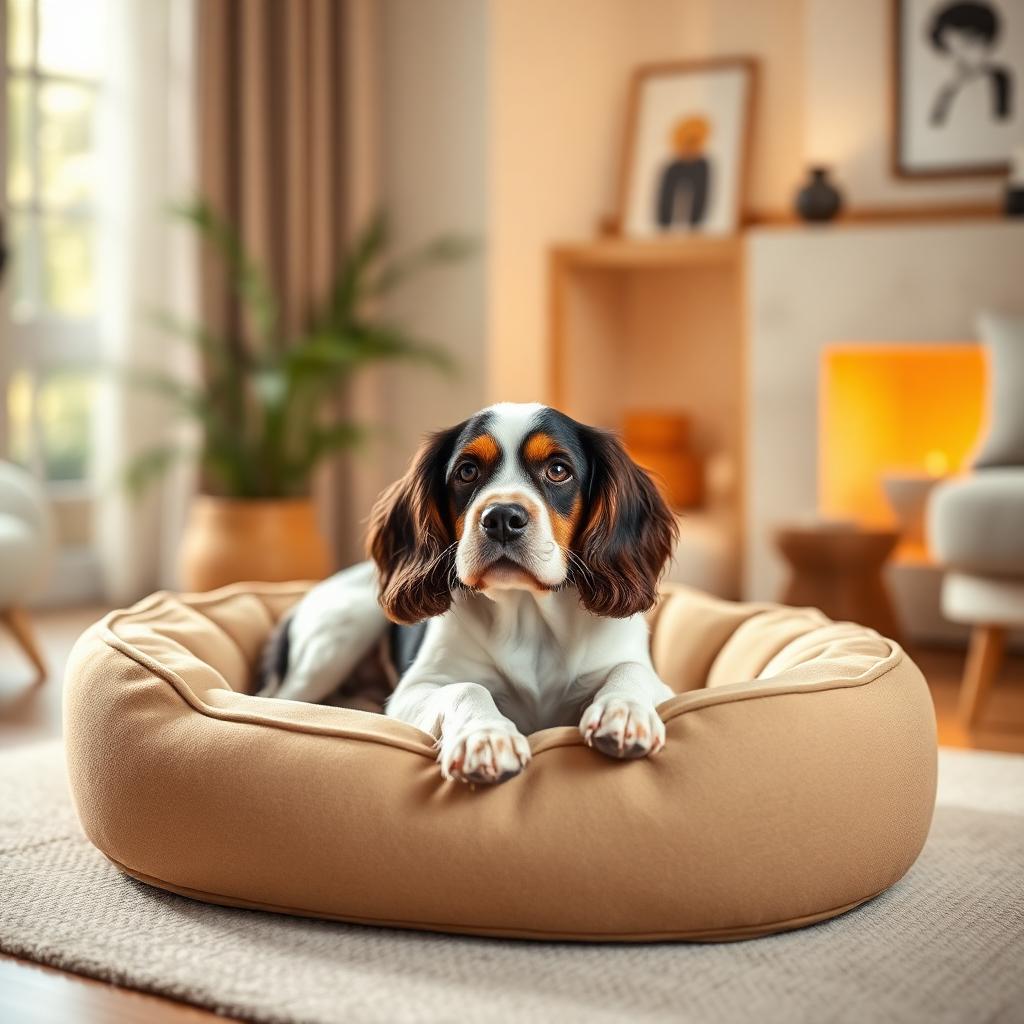Cocker Spaniel resting on a Gauchitto dog bed