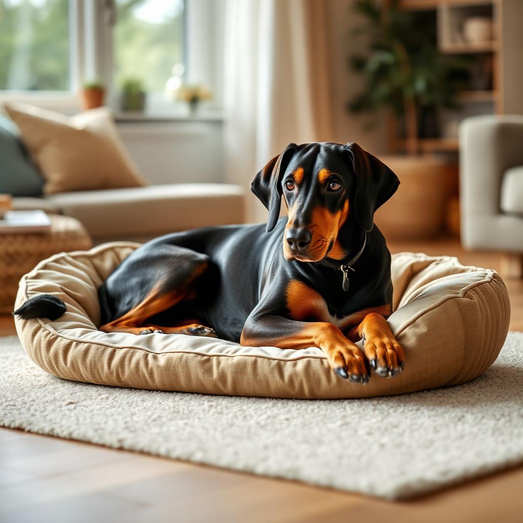 Slovakian Hound resting on a Gauchitto dog bed