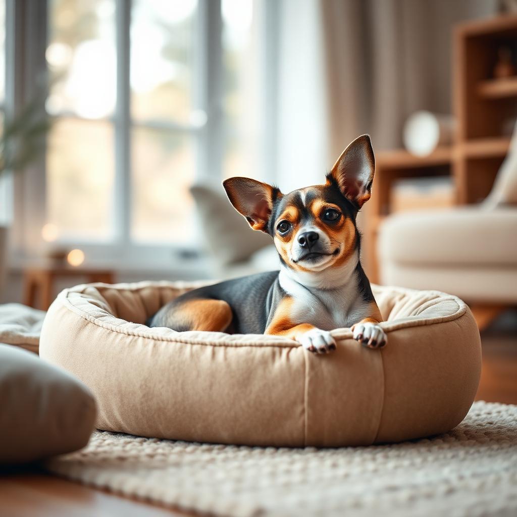 Chihuahua resting on a Gauchitto dog bed